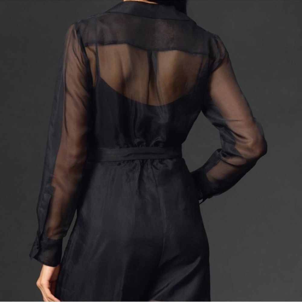 Anthropologie Sheer Utility Black Jumpsuit size 2 - Picture 7 of 14